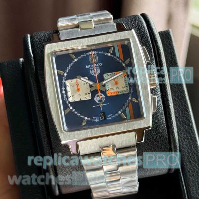 Replica Tag Heuer Monaco X Gulf Chronograph Stainless Steel Watches 39 mm